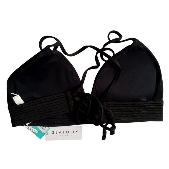 Seafolly Womens Black Bikini Bra Top  Strappy back design Size 16 Nylon Elastane - Picture 8 of 8
